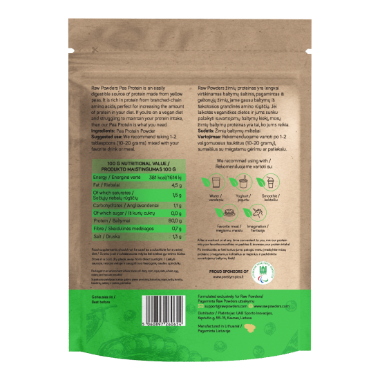 Proteína de guisante en polvo 250 gramos