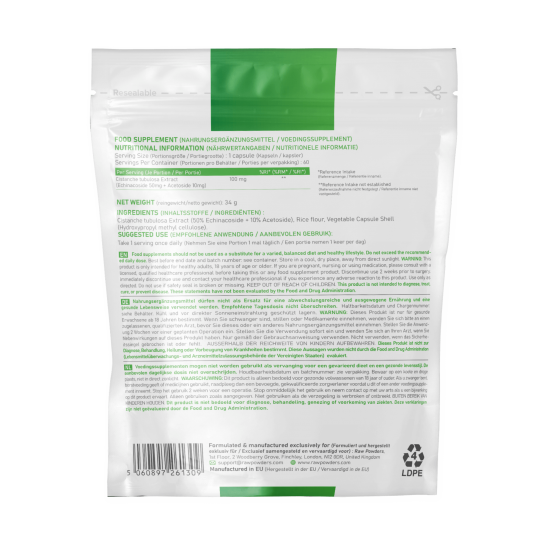Cistanche tubulosa Extracto 200mg 60 cápsulas (50% Echinacoside + 10% Verbascoside)