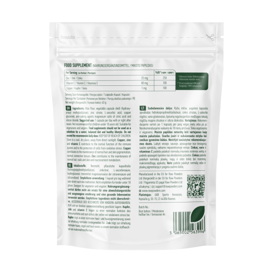 Zinc + Vitamina C + Cobre 90 cápsulas