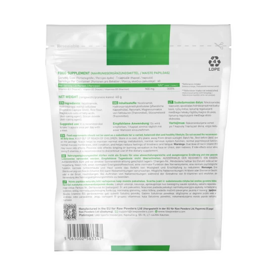 Vitamina B3 (Niacina) 500 mg 60 cápsulas